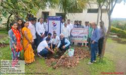 Tree plantation in college campus area with the helkp of Rotary club of Hupari