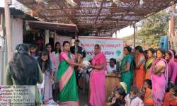 NSS Volunteers Collected & Distributed Grocery, Biscuits, & Cloths to Sugar cane women workers at Jawahar Sugar Factory  Hupari & also Health Checkup camp for those womens with the help of Dr. Amarsigh rajaput